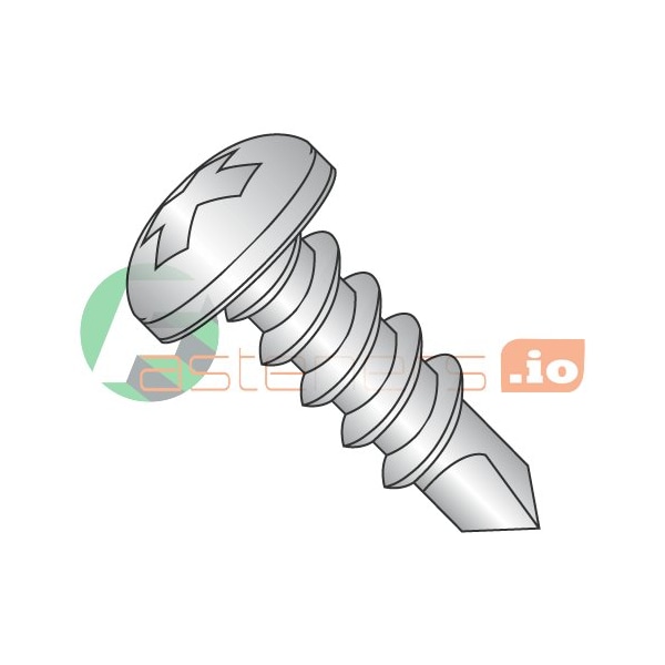 Newport Fasteners Self-Drilling Screw, #10 x 5/8 in, Plain 18-8 Stainless Steel Pan Head Phillips Drive, 8000 PK 152454 - main